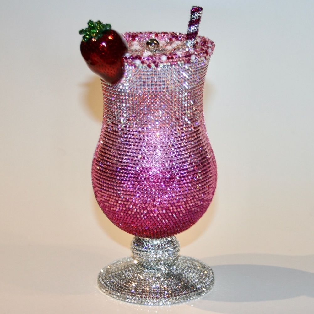 Judith Leiber Pink Lady Strawberry Drink Clutch Bag